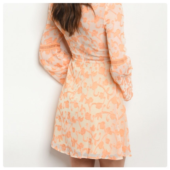 Kayla Peach Leaf Ivory Dress - Picture 8 of 9